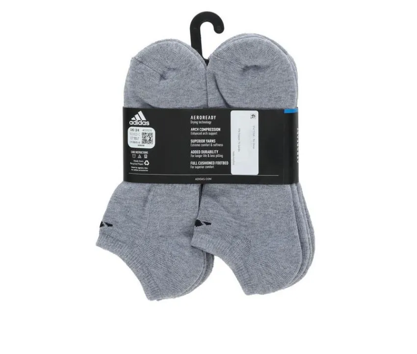 6 Pair Men's Cushioned No Show Socks|Adidas New