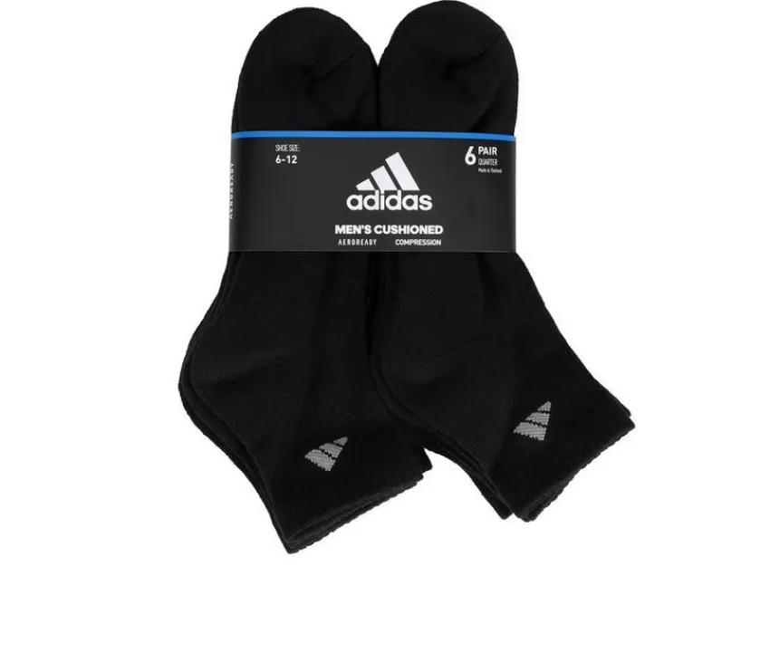 6 Pair Men's Cushioned Quarter Socks|Adidas Best