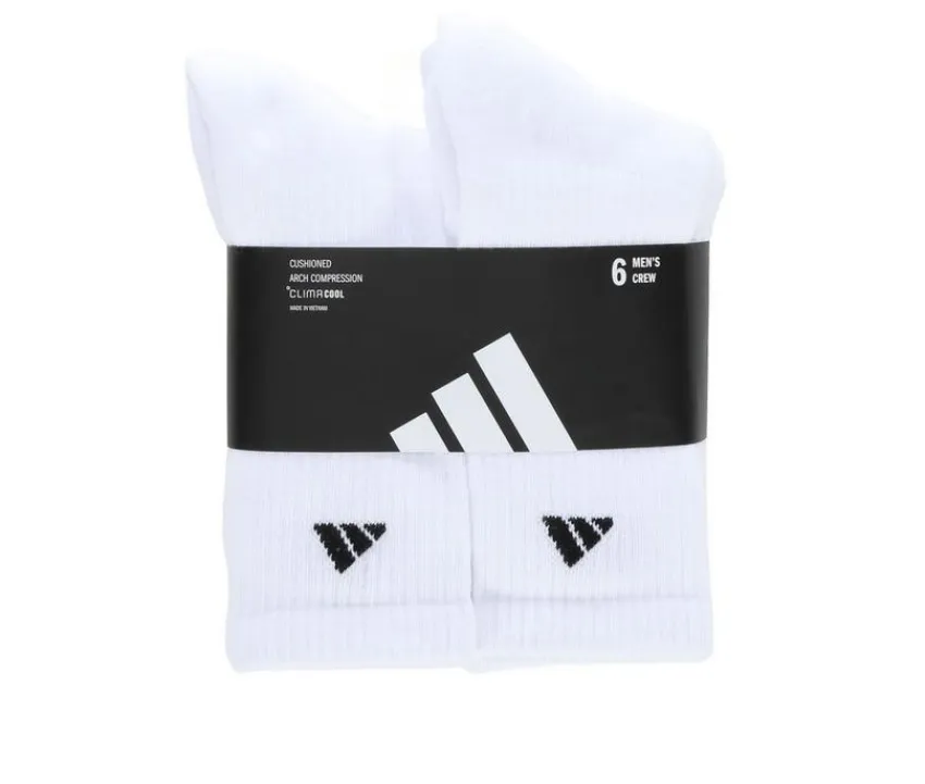 6 Pair Men's Cushioned Crew Socks|Adidas Hot