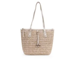 Straw Top Zip Tote Handbag|Bueno Of California Sale