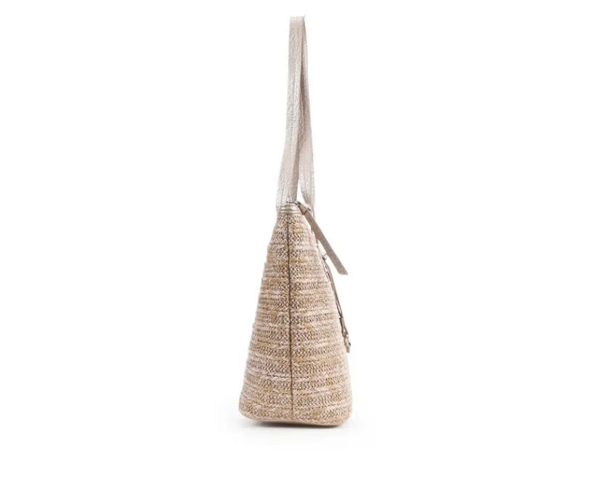 Straw Top Zip Tote Handbag|Bueno Of California Sale
