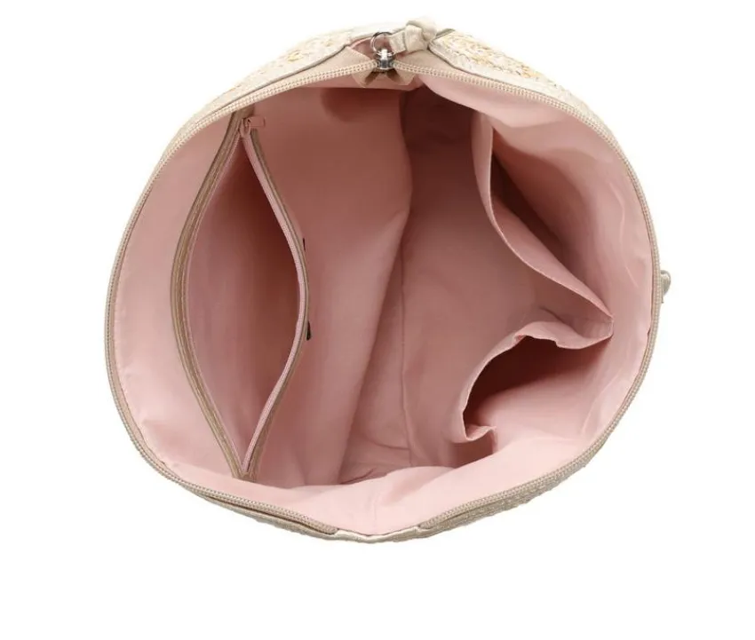 Straw Top Zip Tote Handbag|Bueno Of California Sale