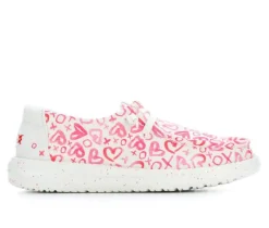 Girls' Little Kid & Big Kid Wendy Y Watercolor Hearts Casual Shoes|HEYDUDE Clearance