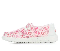 Girls' Little Kid & Big Kid Wendy Y Watercolor Hearts Casual Shoes|HEYDUDE Clearance