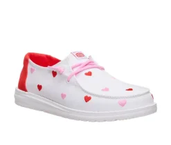 Girls' Wendy Youth Embroidered Hearts Boat Shoes|HEYDUDE