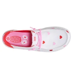 Girls' Wendy Youth Embroidered Hearts Boat Shoes|HEYDUDE
