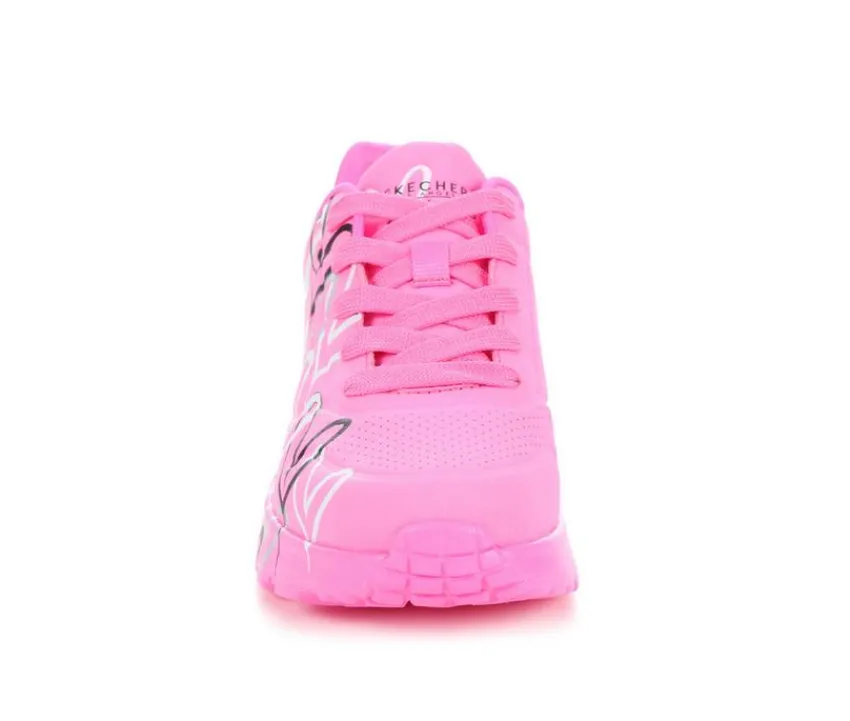 Skechers Street Athletics & Sneakers|Athletics & Sneakers>Girls' Little Kid & Big Kid Uno Lite Heart Metallic Wedge Sneakers