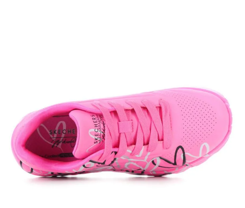 Skechers Street Athletics & Sneakers|Athletics & Sneakers>Girls' Little Kid & Big Kid Uno Lite Heart Metallic Wedge Sneakers
