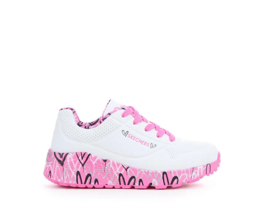 Skechers Street Athletics & Sneakers|Big Kid (Sizes 3.5-7)>Girls' Little Kid & Big Kid Uno Lite JGoldcrown Heart Sneakers