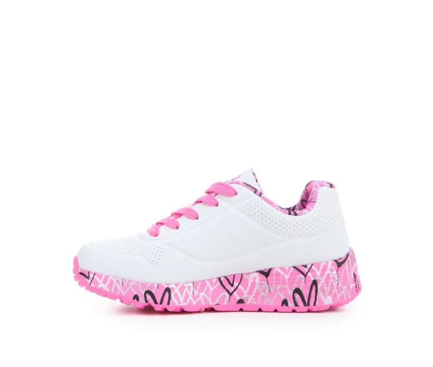 Skechers Street Athletics & Sneakers|Big Kid (Sizes 3.5-7)>Girls' Little Kid & Big Kid Uno Lite JGoldcrown Heart Sneakers