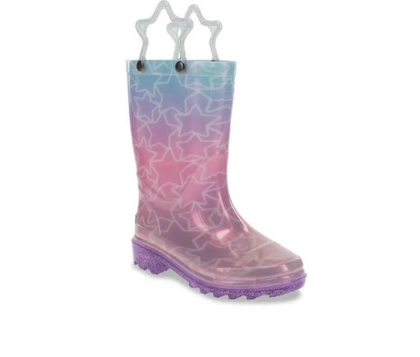 Western Chief Boots|Little Kid (Sizes 10.5-3)>Girls' Little Kid Glitter Star Lighted Rain Boots