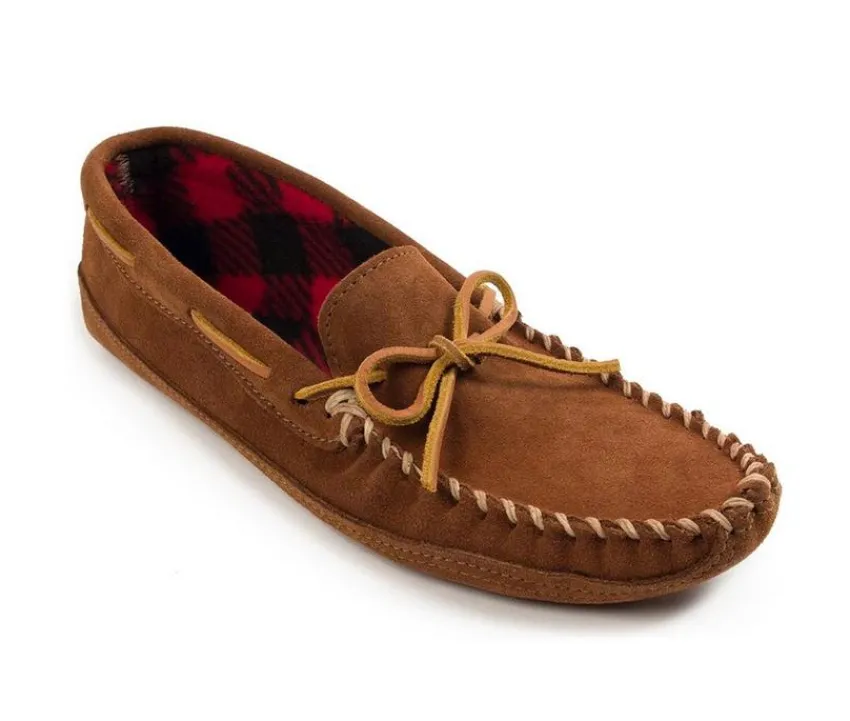 Minnetonka Men's|Slippers>Men's Double Bottom Fleece Moccasins