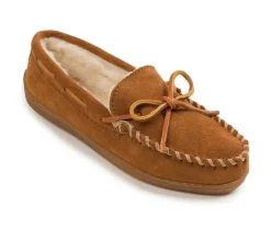Women's Pile Lined Hardsole Moccasins|Minnetonka Clearance