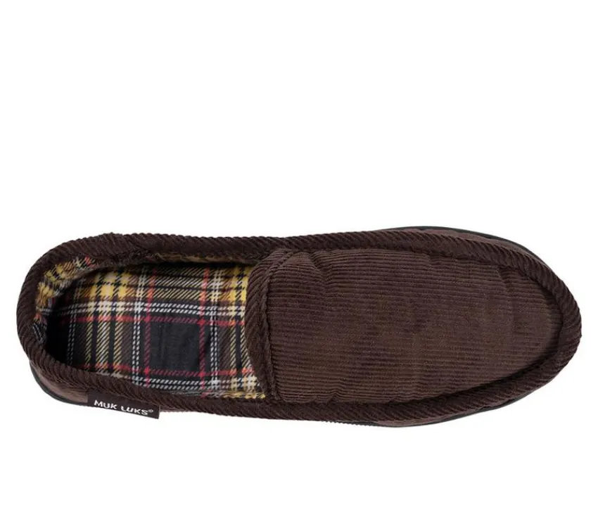 MUK LUKS Men's|Slippers>Cordurory Moccasin with Flannel Lining Slippers