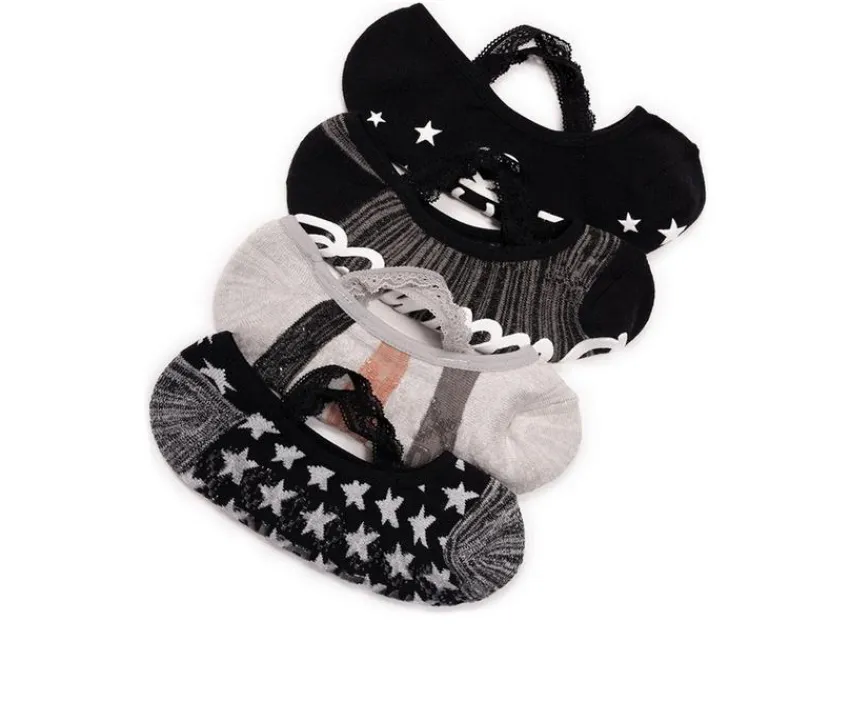 MUK LUKS Socks>Criss Cross Ballerina Socks 4pk Socks