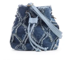 Olivia Miller Crossbody|Handbags>Denim Quilt Fringe Bucket Crossbody Handbag