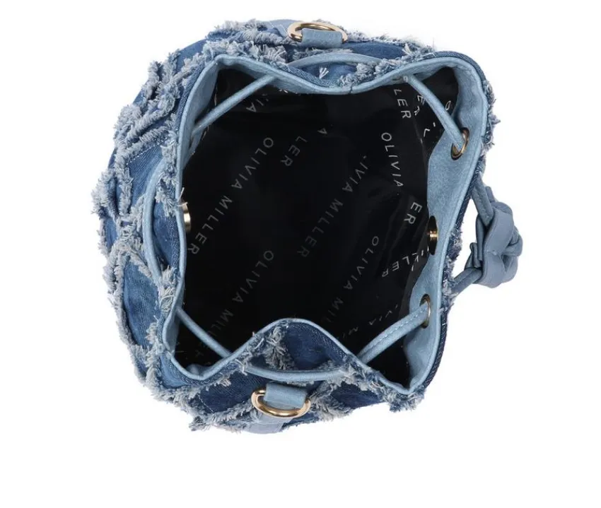 Olivia Miller Crossbody|Handbags>Denim Quilt Fringe Bucket Crossbody Handbag