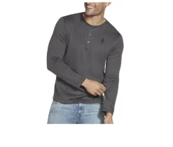 Men's Go Knit Pique Henley Long Sleeve Shirt|Skechers Go Apparel Sale