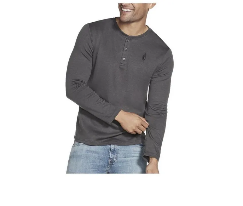 Men's Go Knit Pique Henley Long Sleeve Shirt|Skechers Go Apparel Sale