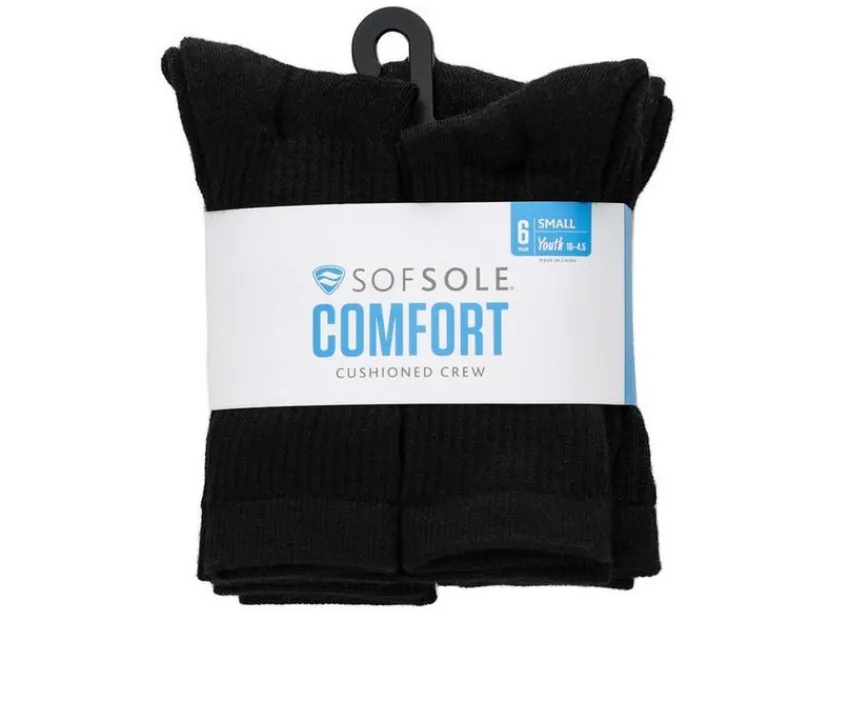 6 Pair Comfort Cushioned Crew Socks|Sof Sole Best