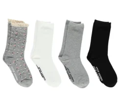 4 Pack Ditsy Floral Crochet Welt Crew Socks|Steve Madden Discount