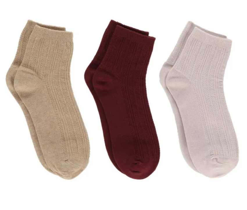 3 Pack Women's Cotton Knit Quarter Socks|Steve Madden Outlet