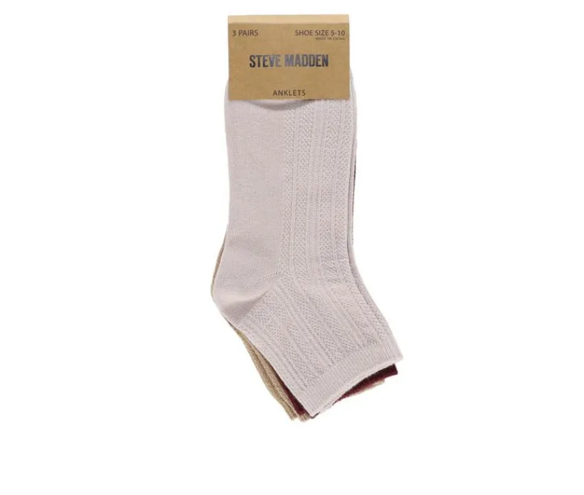 3 Pack Women's Cotton Knit Quarter Socks|Steve Madden Outlet