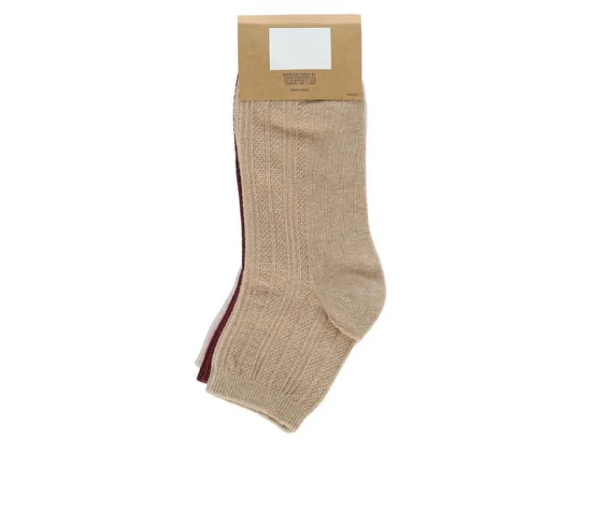 3 Pack Women's Cotton Knit Quarter Socks|Steve Madden Outlet
