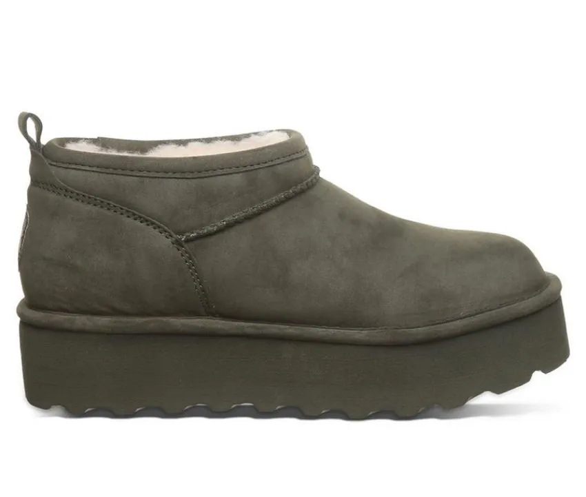 Women's Retro Super Short Vegan Platform Winter Booties|Bearpaw Clearance