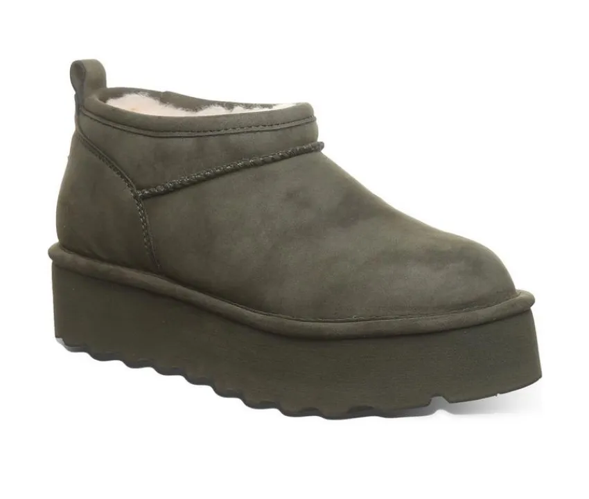 Women's Retro Super Short Vegan Platform Winter Booties|Bearpaw Clearance
