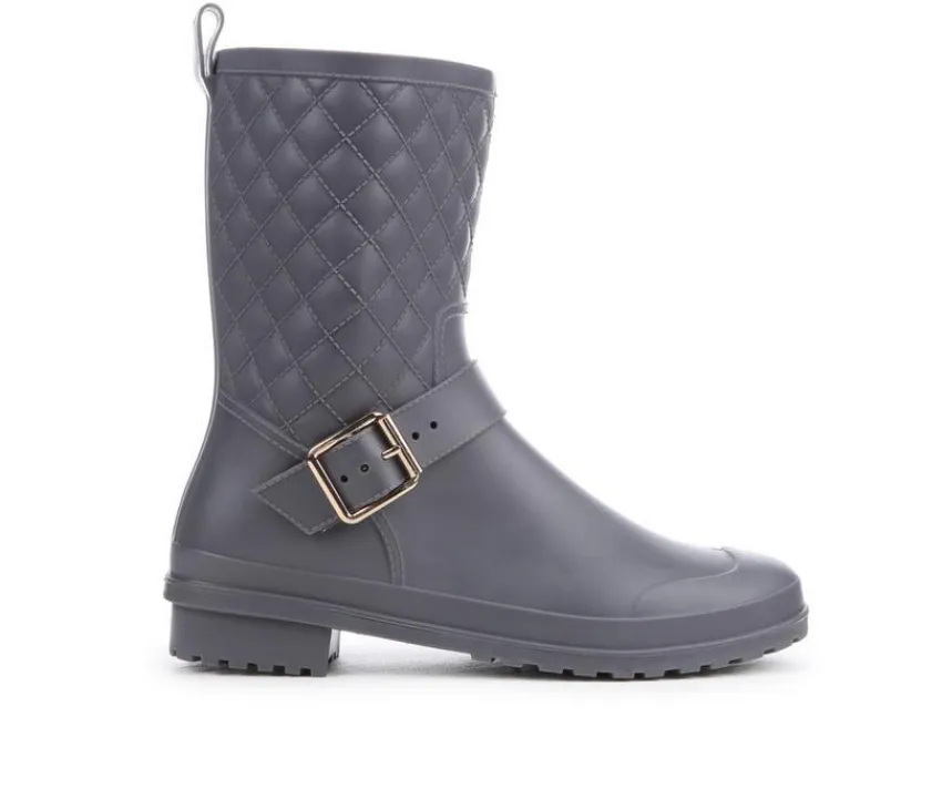 Women's Solid Quilted Rain Boots|Capelli New York Outlet