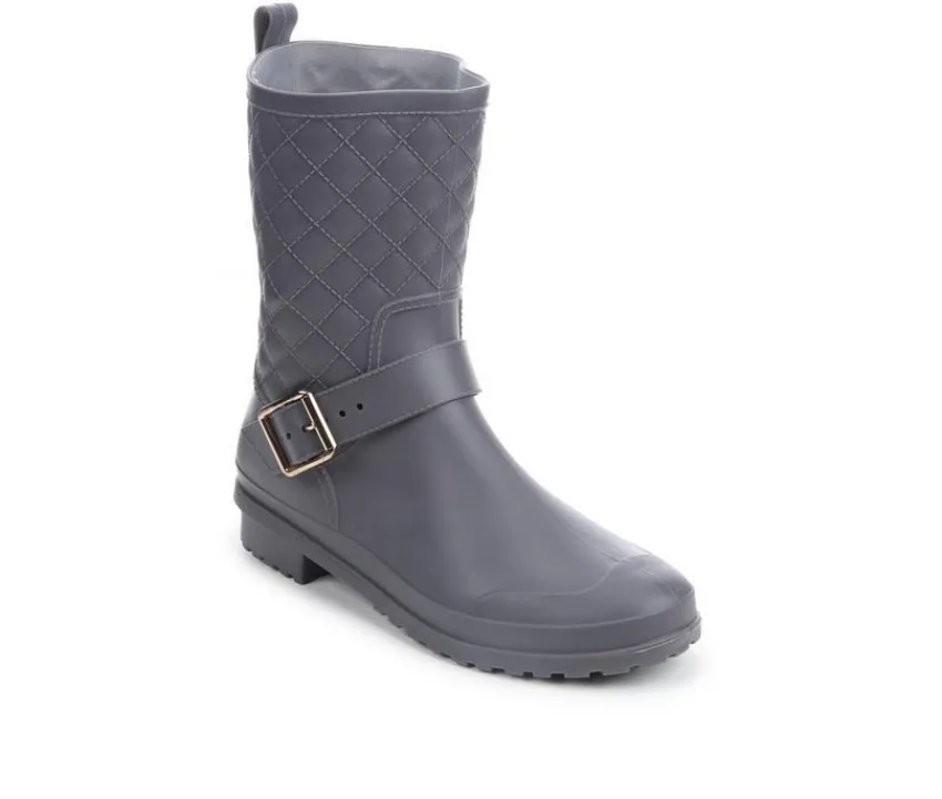 Women's Solid Quilted Rain Boots|Capelli New York Outlet