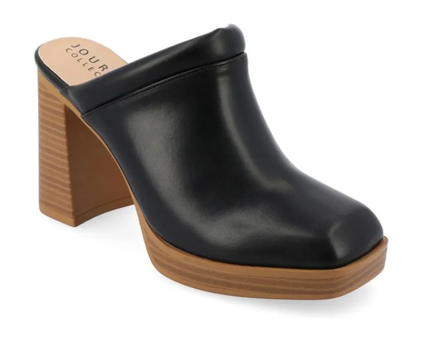 Women's Izara Block Heel Platform Clogs|Journee Collection Outlet