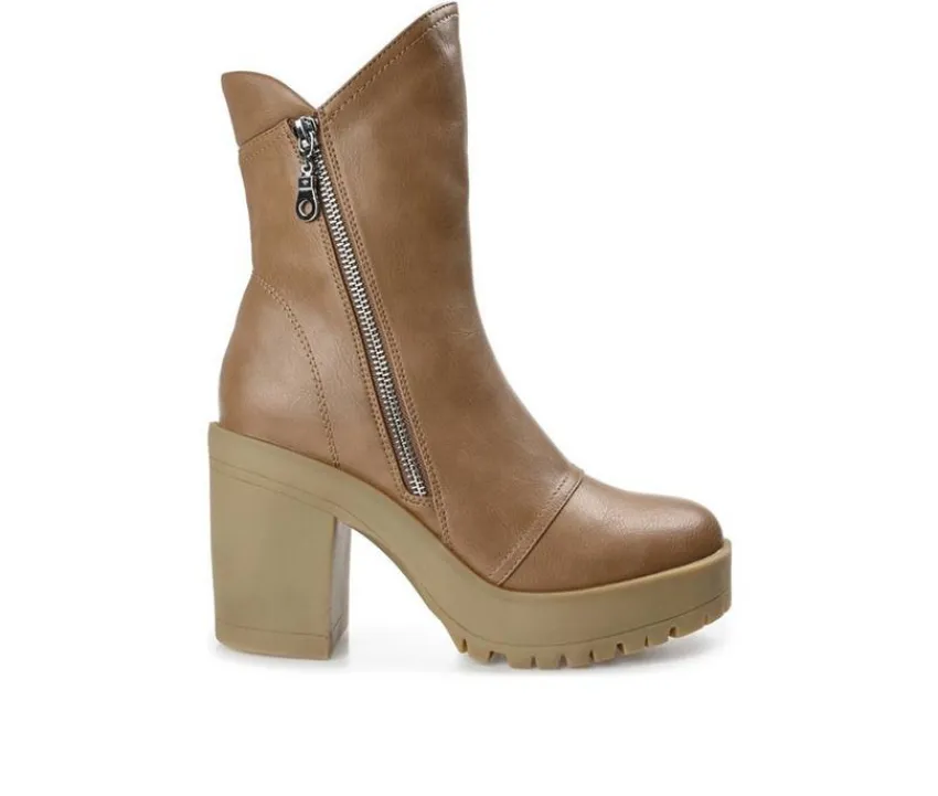 Women's Jaquie Block Heel Platform Booties|Journee Collection Outlet