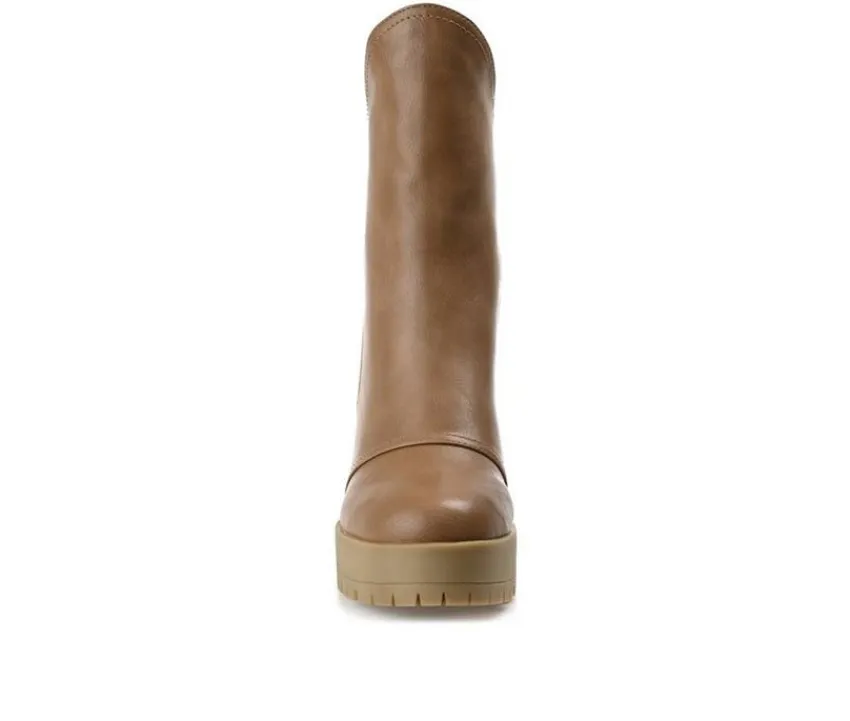 Women's Jaquie Block Heel Platform Booties|Journee Collection Outlet