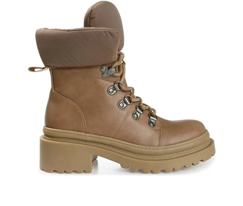 Journee Collection Lace Up|Dress>Women's Irrah Heeled Combat Booties