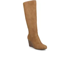 Women's Langly Wedge Knee High Boots|Journee Collection Clearance
