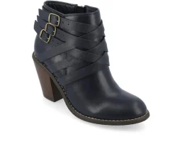 Women's Strap Wide Width Booties|Journee Collection Outlet