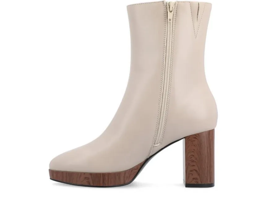 Women's Romer Block Heeled Platform Booties|Journee Collection Clearance