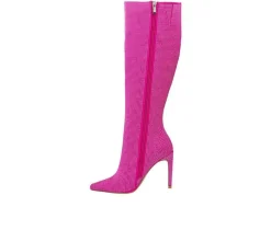 Women's Diamond Knee High Stiletto Boots|Lady Couture Hot