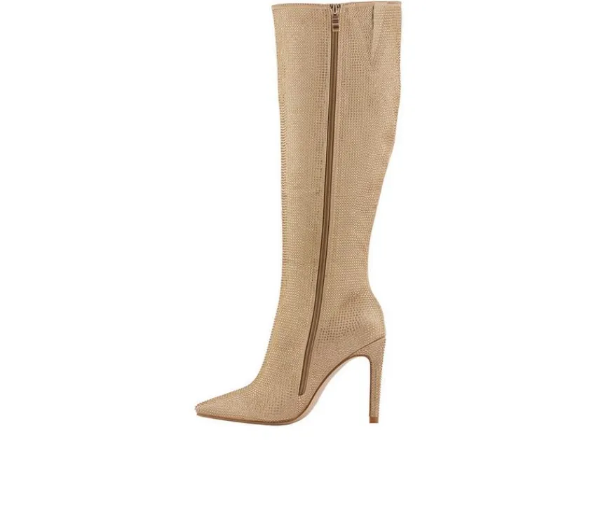 Women's Diamond Knee High Stiletto Boots|Lady Couture Best