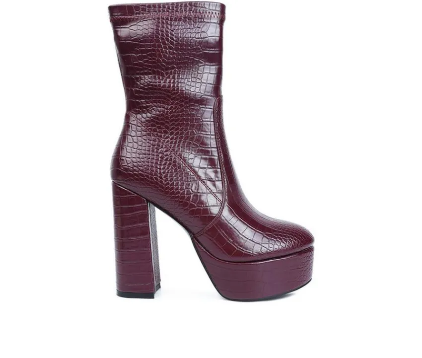 Women's Big Six Platform Heeled Booties|London Rag Clearance