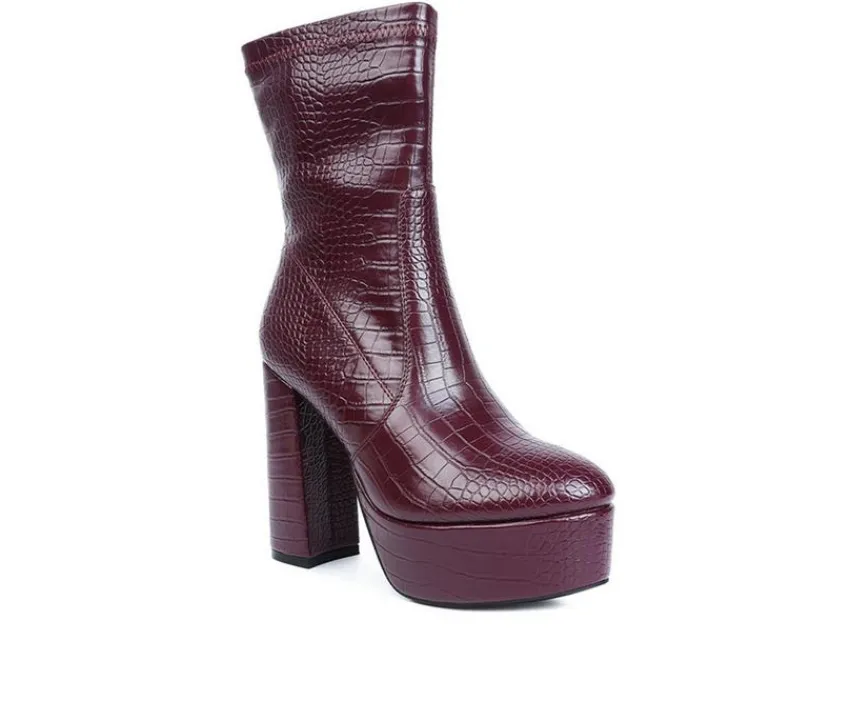 Women's Big Six Platform Heeled Booties|London Rag Clearance
