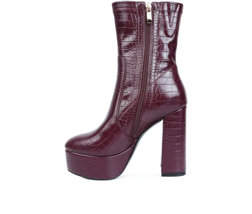 Women's Big Six Platform Heeled Booties|London Rag Clearance