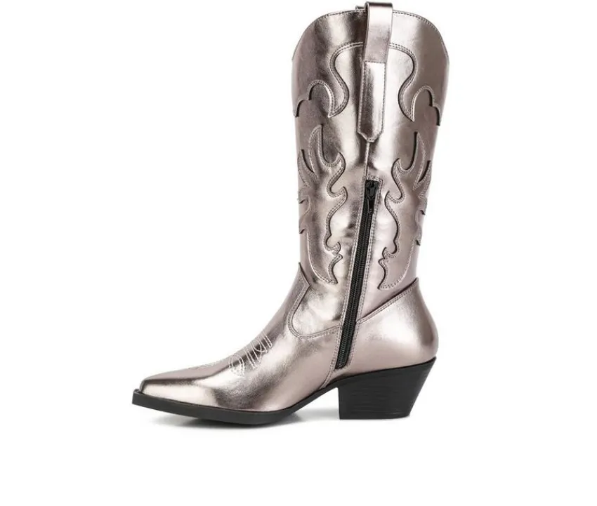 London Rag Tall|Dress>Women's Cowboy Metallic Western Boots