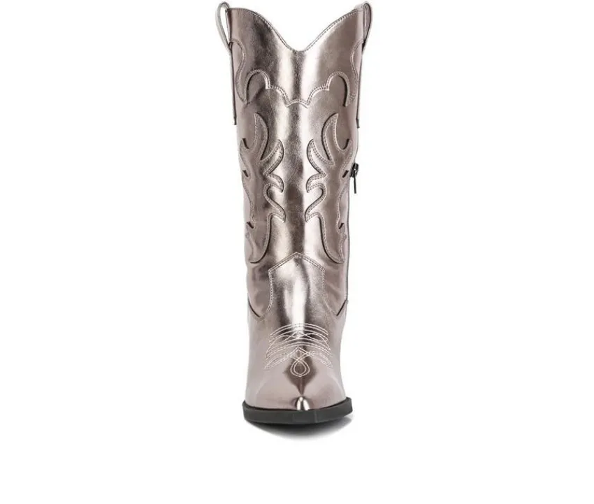 London Rag Tall|Dress>Women's Cowboy Metallic Western Boots