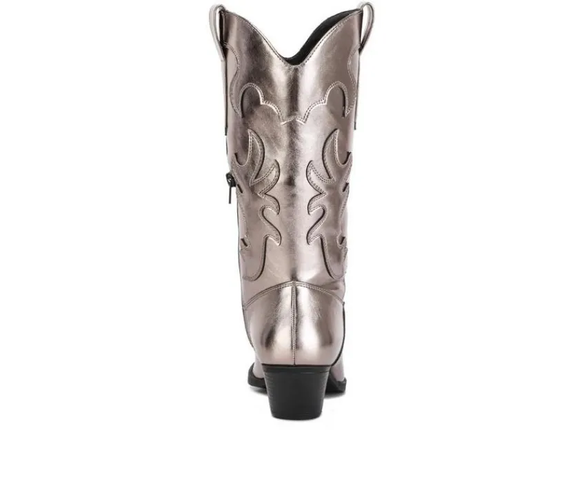 London Rag Tall|Dress>Women's Cowboy Metallic Western Boots