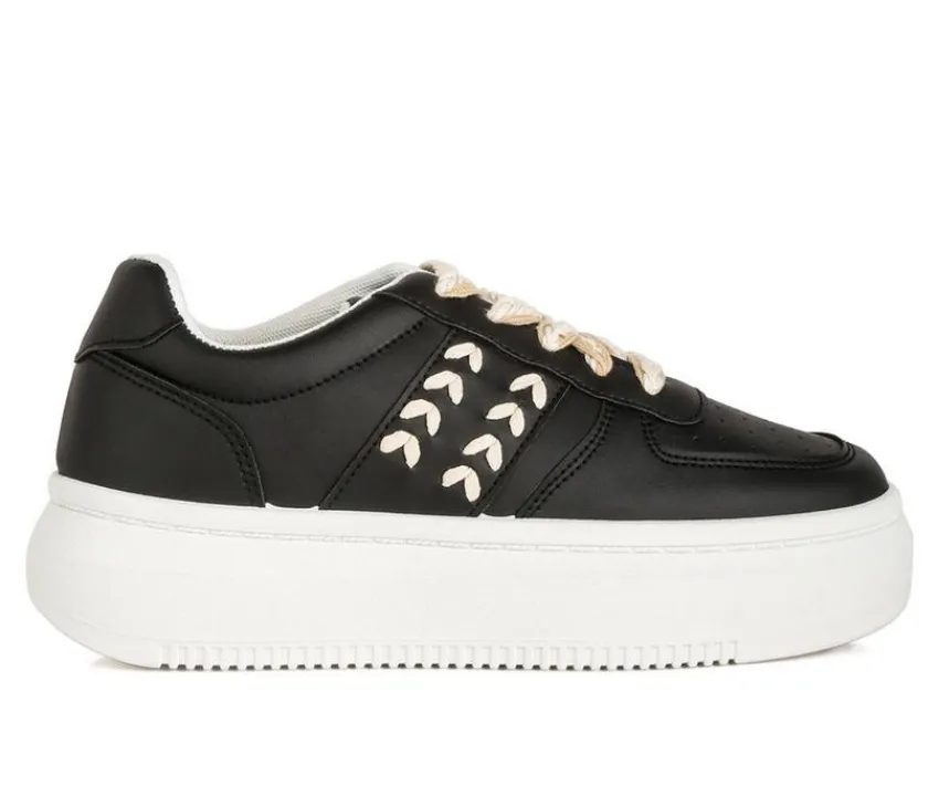 London Rag Platform>Women's Cross Stitch Platform Sneakers