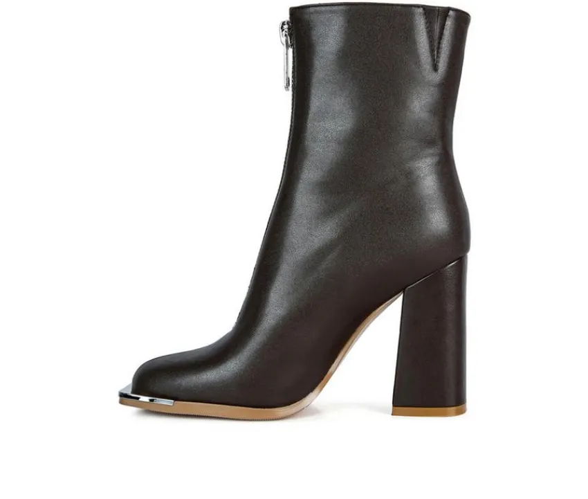 London Rag Dress>Women's Flower Blade Block Heel Booties