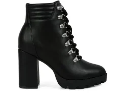London Rag Lace Up|Dress>Women's Hamiltons Platform Heeled Combat Boots
